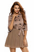 Sexy Fashion British Style Patchwork Pleated Lady Coat Dress